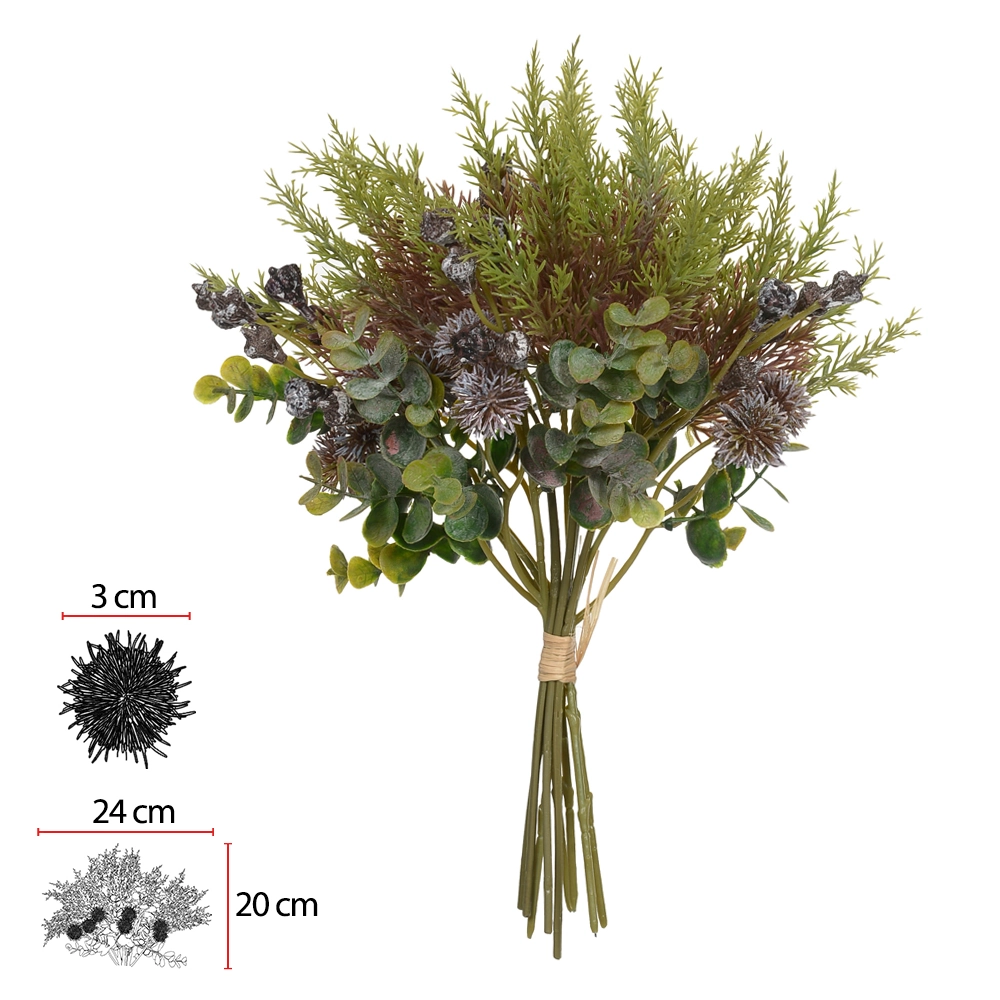 Buque Manona Misto Ramalhete Fita Verde Outono X9 30cm 46087006 Flor Arte