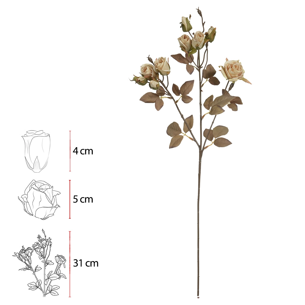 Haste Rosa X8 Creme Outono 71cm 46106003 Flor Arte