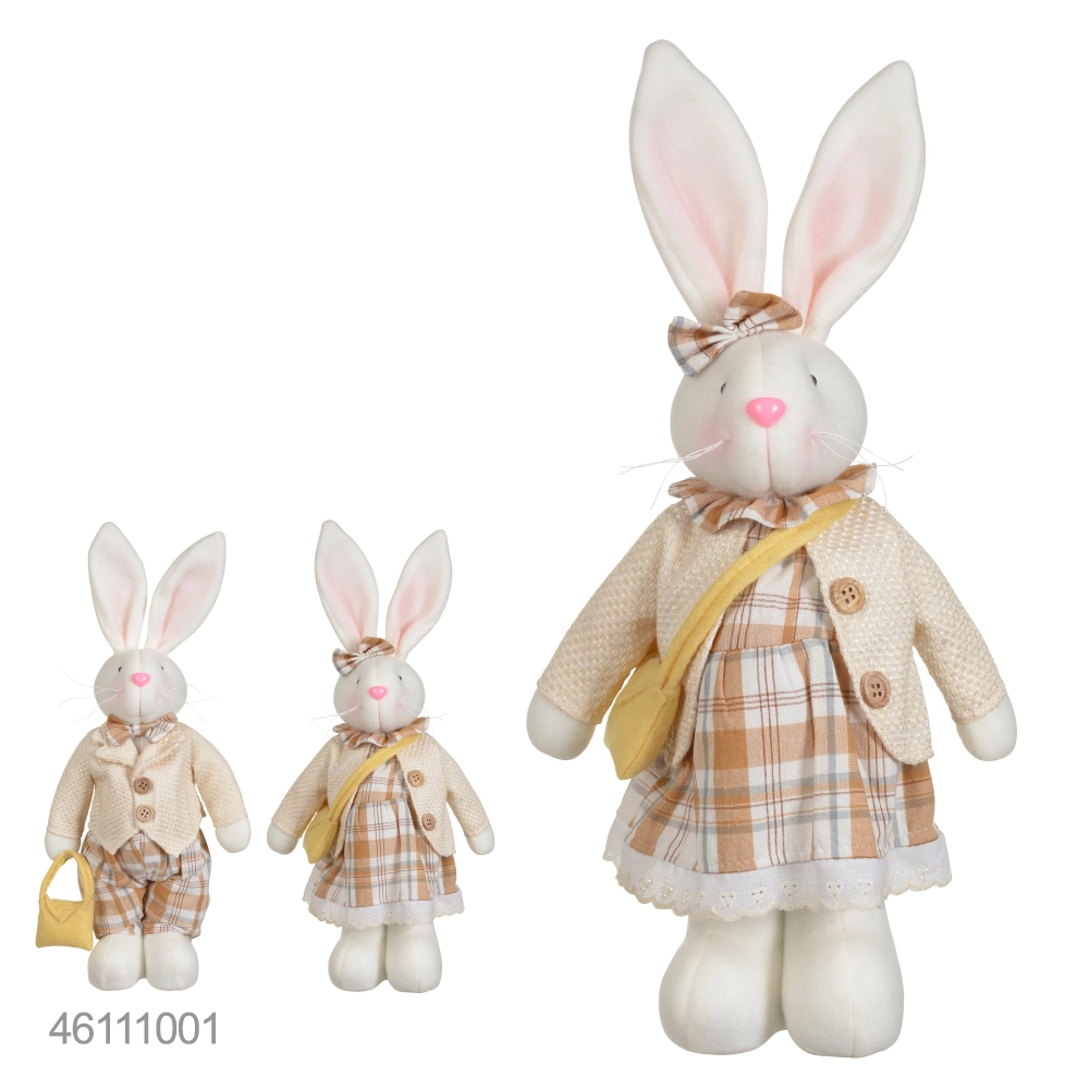 Boneco Coelho Pascoa Pe Femea Bege 39.5cm 46115001 Dea