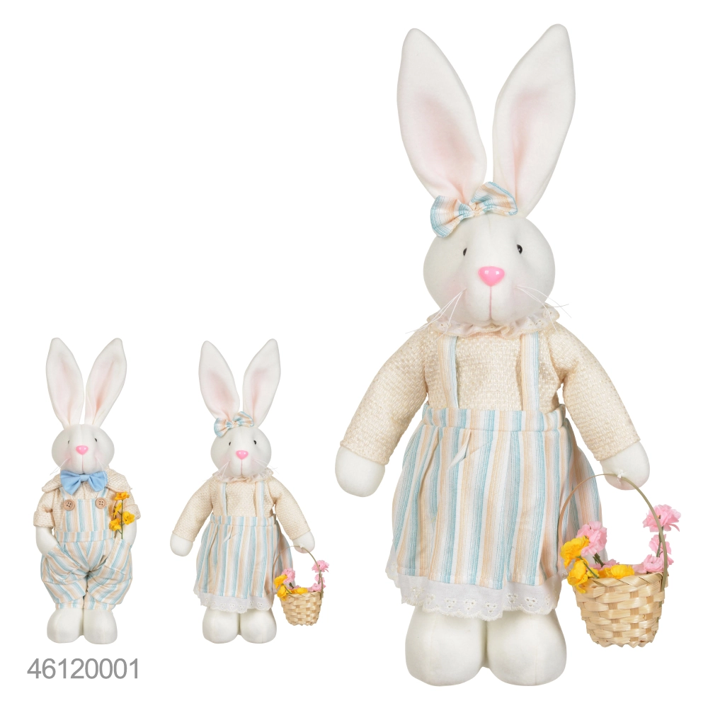 Boneco Coelho Pascoa Pe Femea Azul Amarelo 39.5cm 46121001 Dea