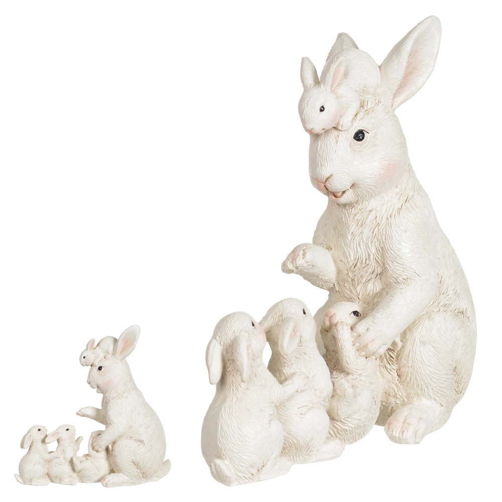 Coelho Pascoa Resina Familia Coelho Pascoas Branco 25.7cm 46131001 Dea