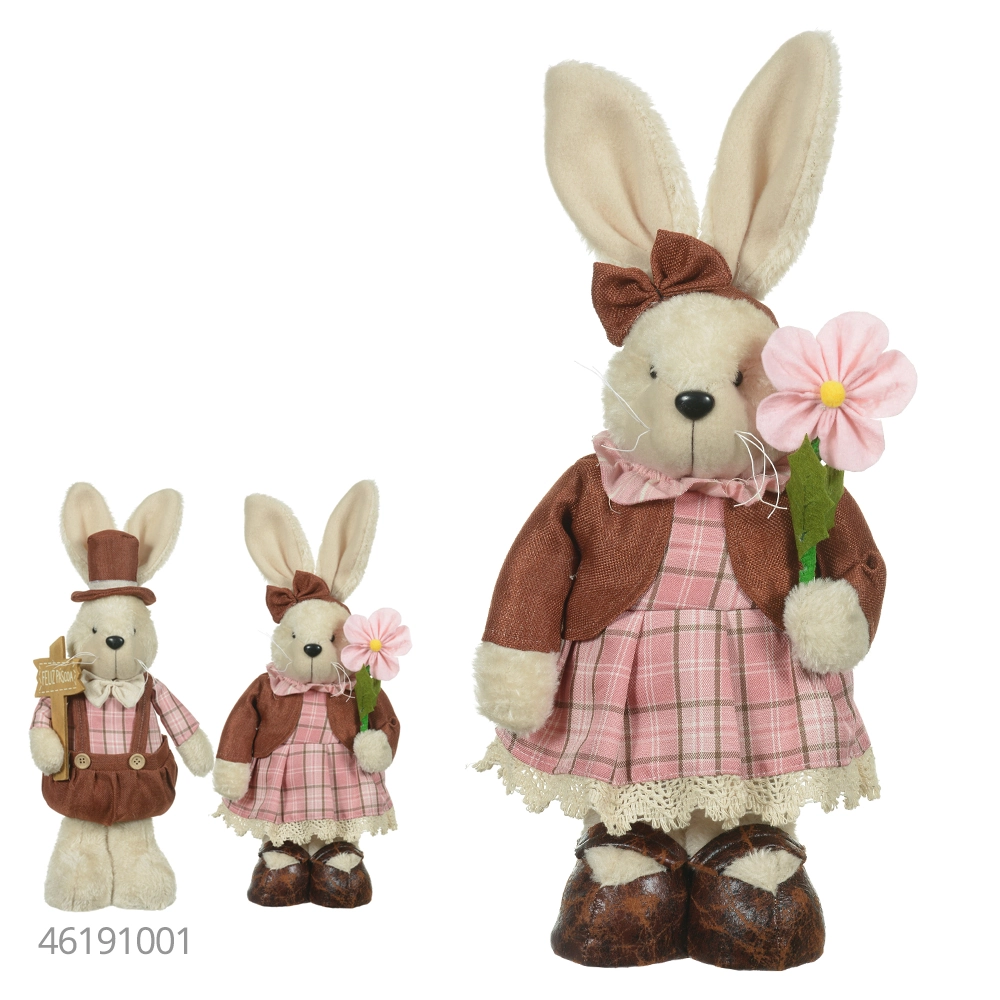 Boneco Coelho Pascoa Femea Pe Rosa Marrom 40cm 46190001 Dea