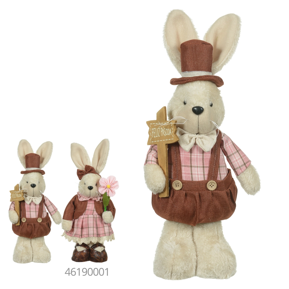 Boneco Coelho Pascoa Macho Pe Rosa Marrom 40cm 46191001 Dea