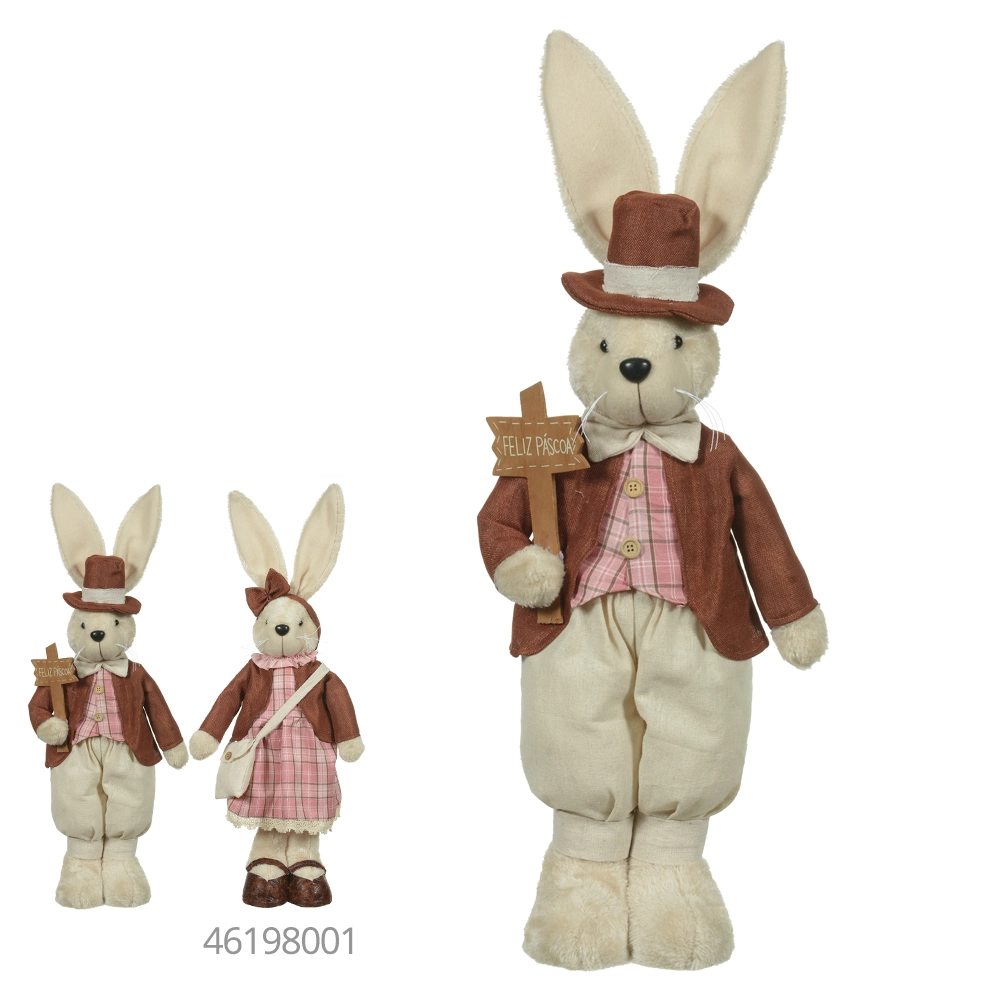Boneco Coelho Pascoa Macho Pe Rosa Marrom 68cm 46195001 Dea