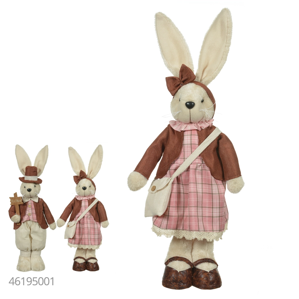 Boneco Coelho Pascoa Femea Pe Rosa Marrom 68cm 46198001 Dea