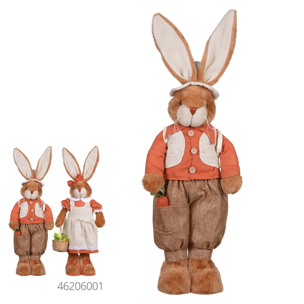Boneco Coelho Pascoa Macho Pe Bege Terracota 68cm 46205001 Dea