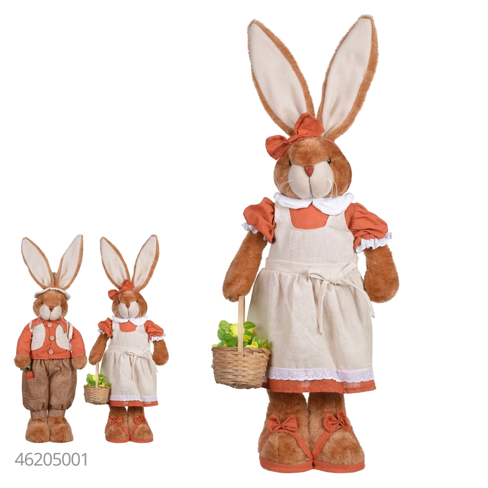 Boneco Coelho Pascoa Femea Pe Bege Terracota 68cm 46206001 Dea