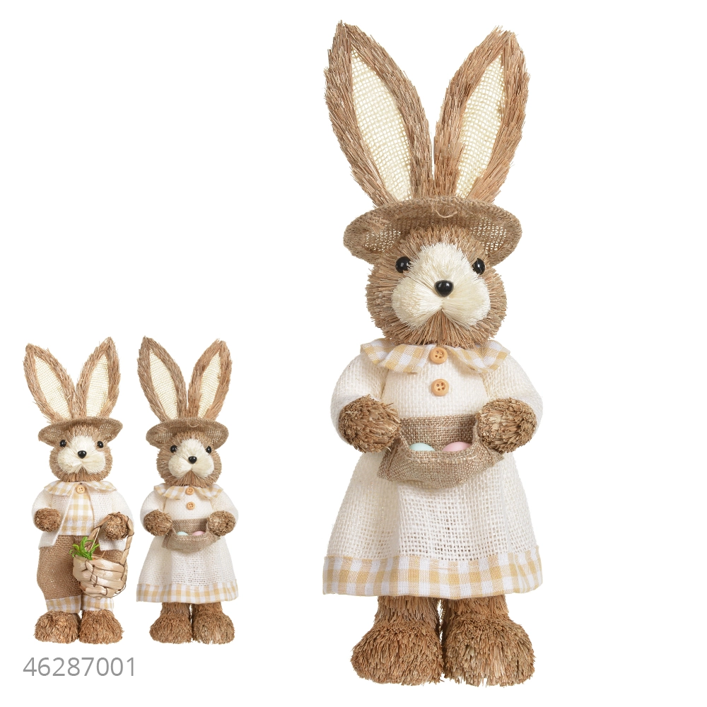 Coelho Pascoa Femea Pe Palha Bege 38x14cm 46288001 Dea