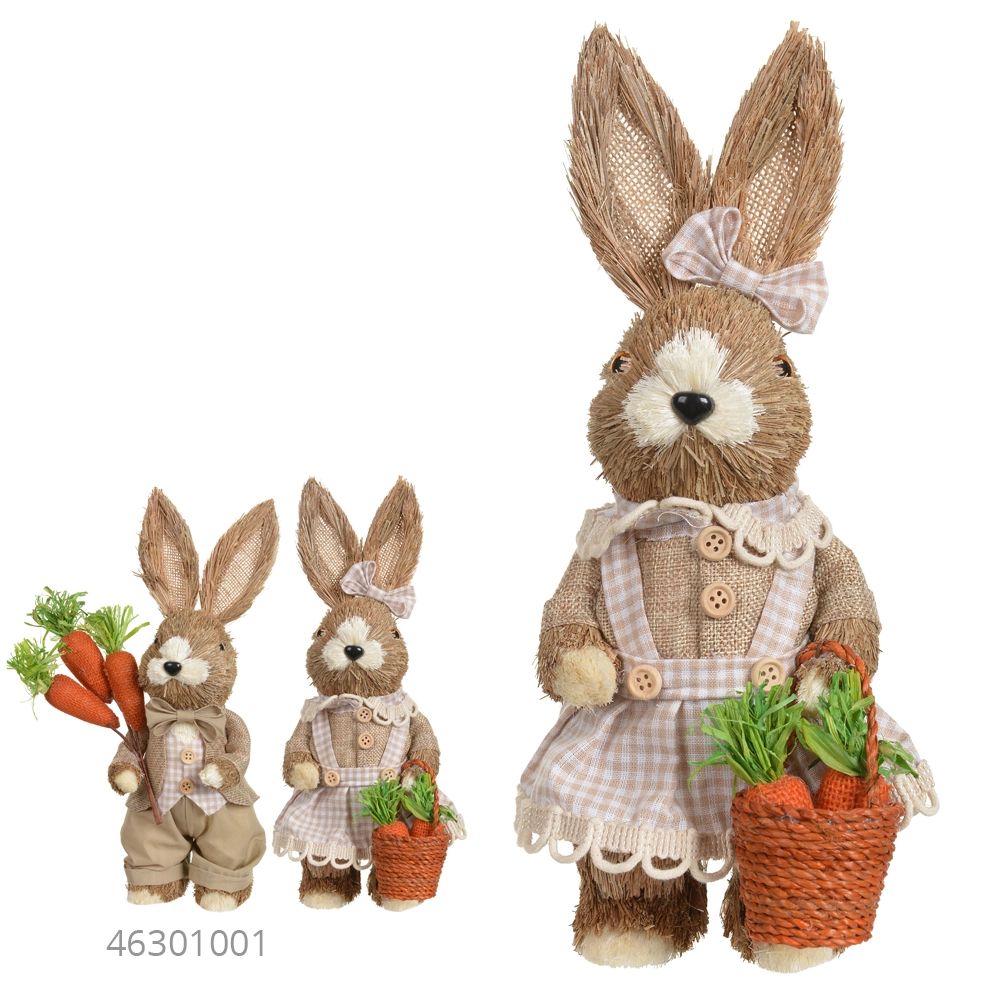 Coelho Pascoa Femea Pe Palha Bege 33cm 46300001 Dea