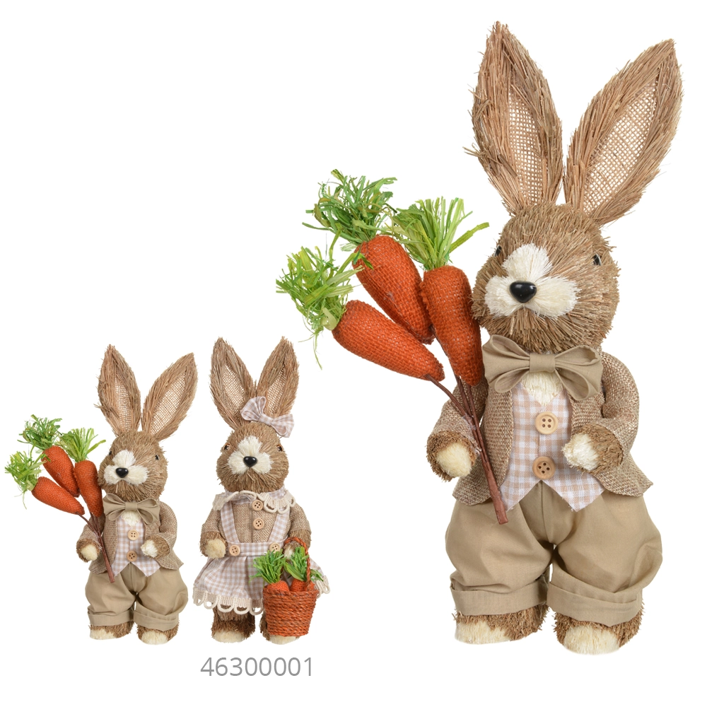 Coelho Pascoa Macho Pe Palha Bege 33cm 46301001 Dea