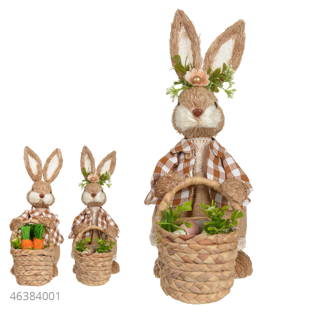 Coelho Pascoa Femea Cesta Palha Bege Marrom 36x18x12cm 46385001 Dea