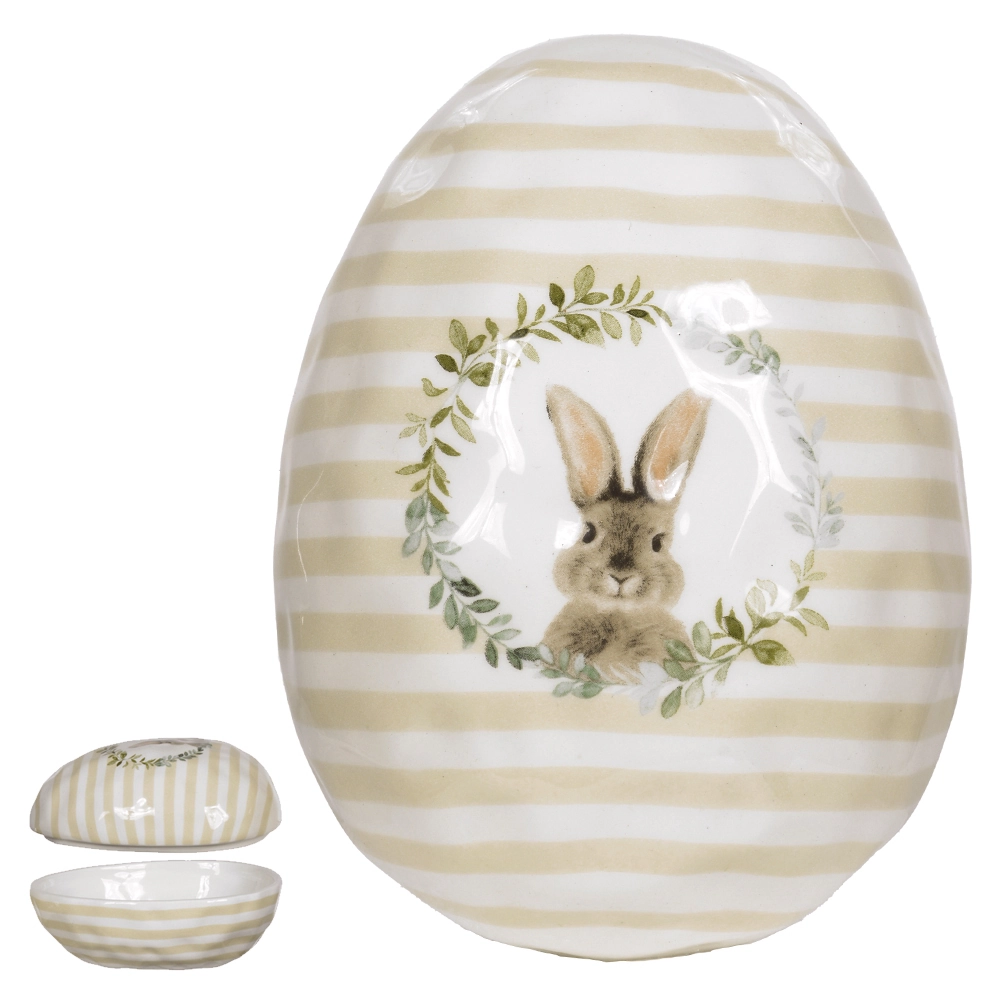 Pote Pascoa Decor C/ Tampa Bege 16cm Dea