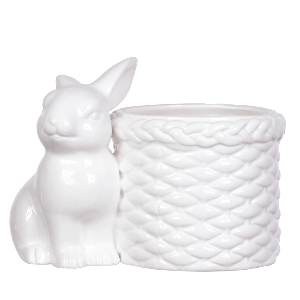 Vaso Decor Coelho Pascoa Branco 12,5cm Dea