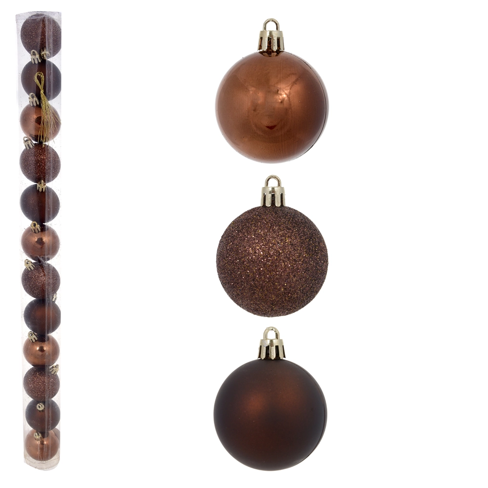 Bola Natal Mista Marrom 5cm 12un 48185008 Dea