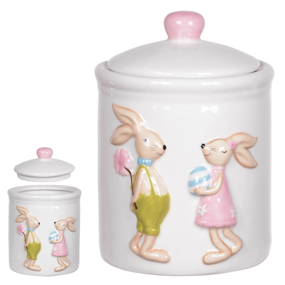 Vaso Tampa Coelho Pascoa Colorido 11.1x10.6x14.7cm 46590001 Dea