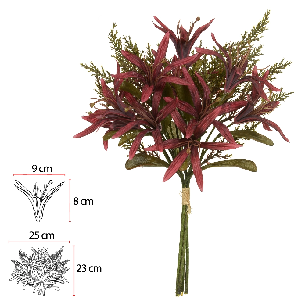 Buque Lirio Ramalhete Fita Beauty Outono X5 39cm 46605004 Flor Arte