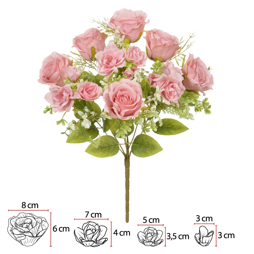 B.rosa Microp. X15 Rosa Antigo Outono 43cm Florarte Vol. 1