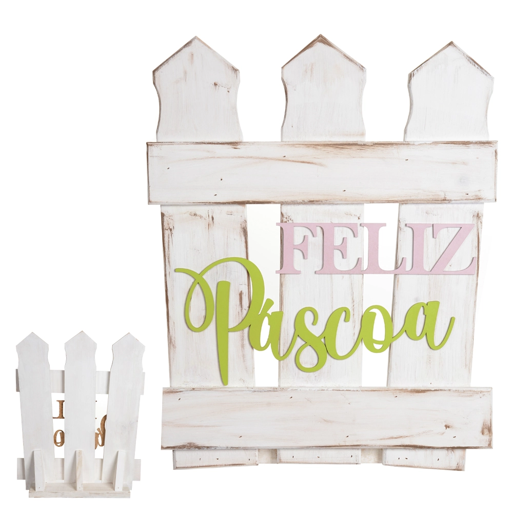 Cerca Feliz Madeira Branco 51x40cm 67223 Dea