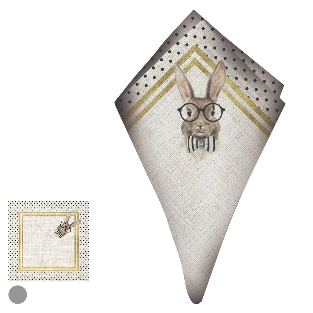 Guardanapo Coelho Pascoa Oculos Bege 47x47cm 67301 Dea