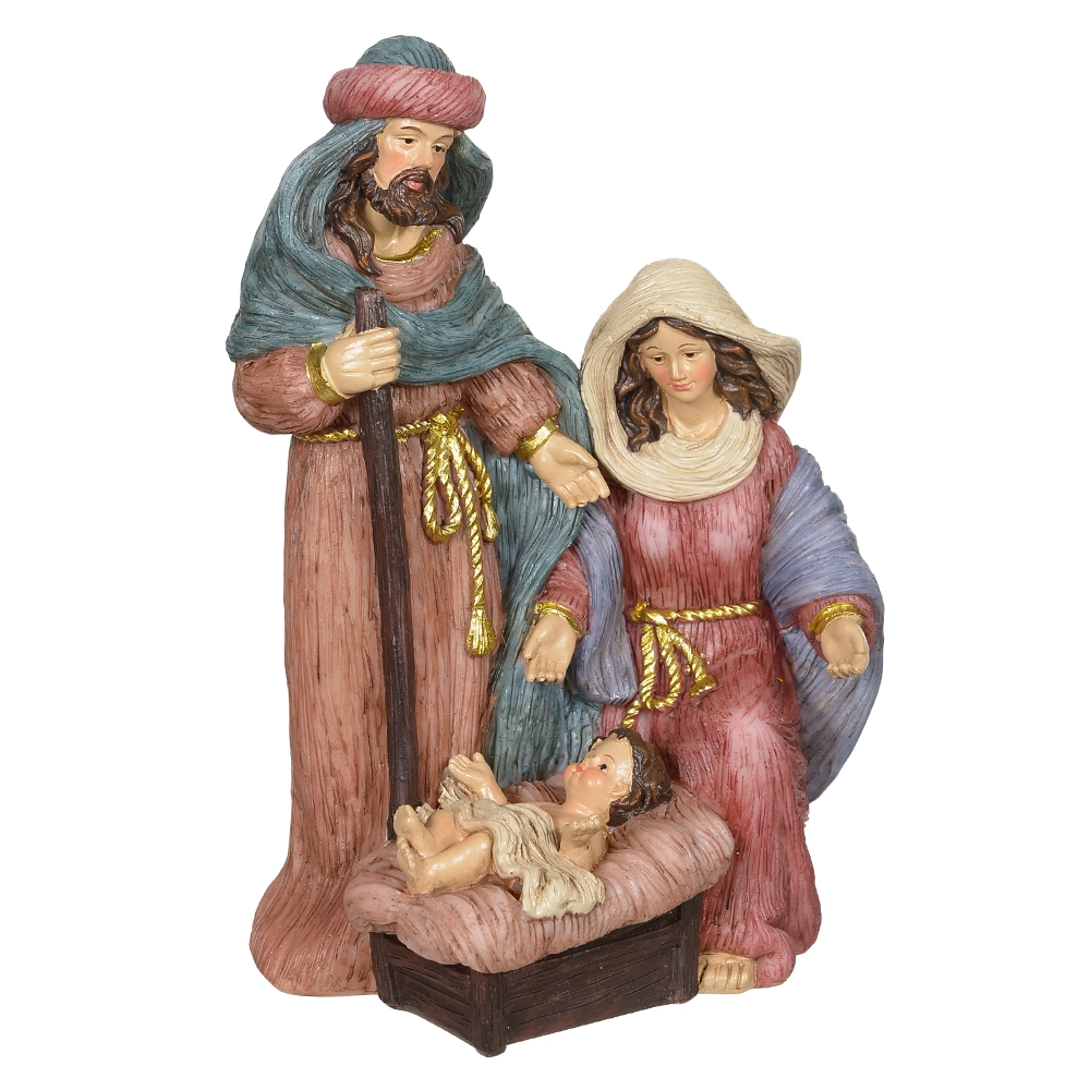 Enfeite Natal Resina Sagrada Familia Colorido 14x10.5x20cm 46933001 Dea