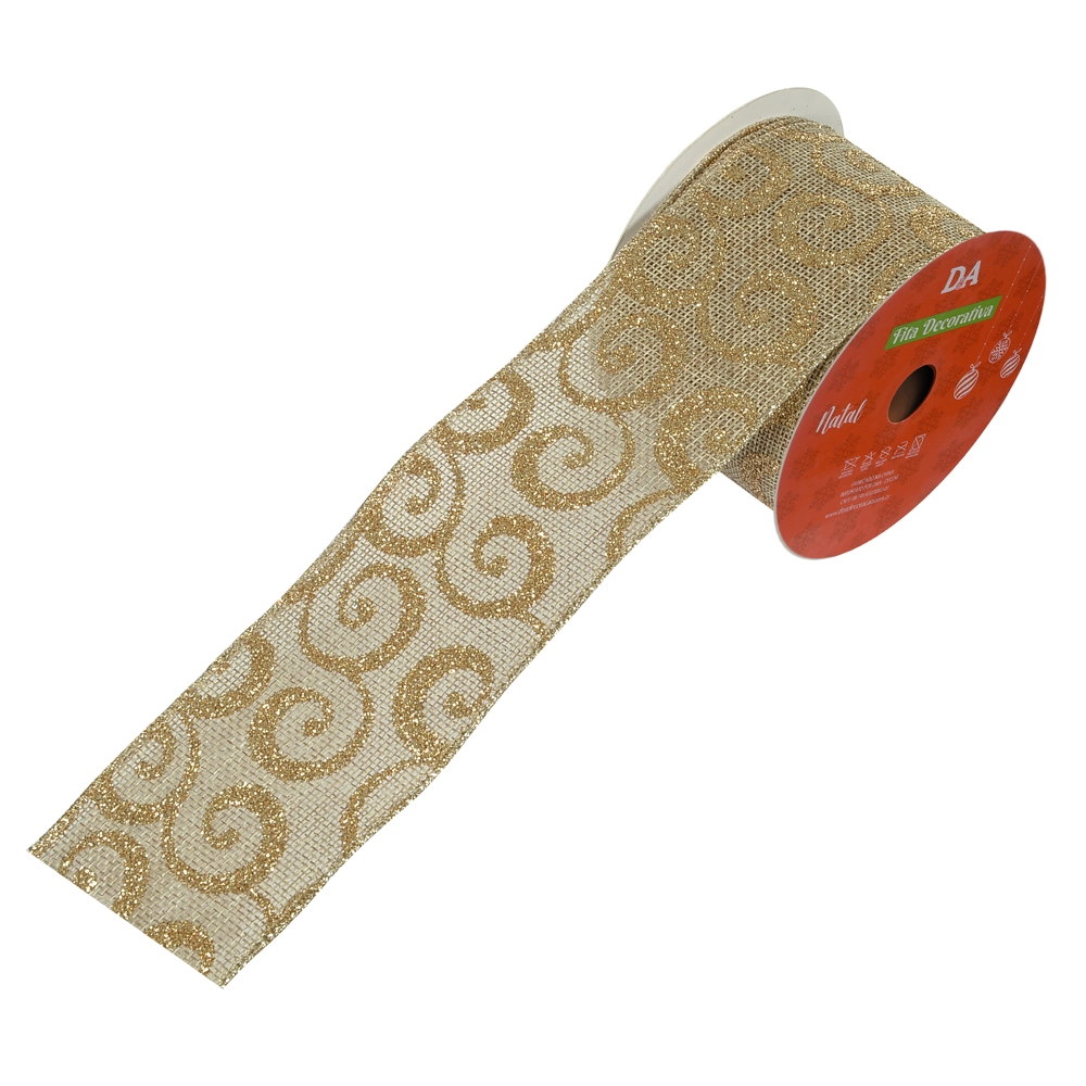 Fita Natal Aramada Gliter Champagner 6.3cmx9.14m 77597007 Dea