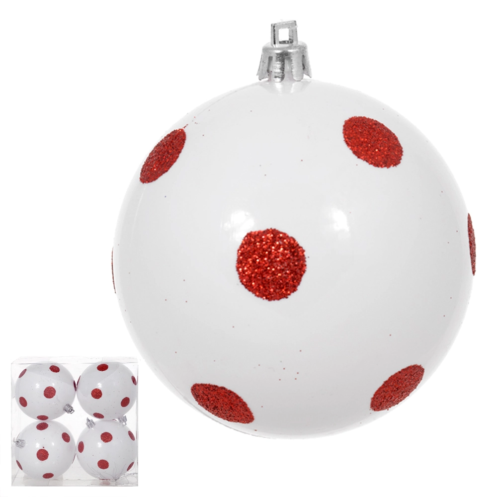 Bola Decorada Natal Pvc C4 Und Branco Vermelho 8cm 78775002 Dea