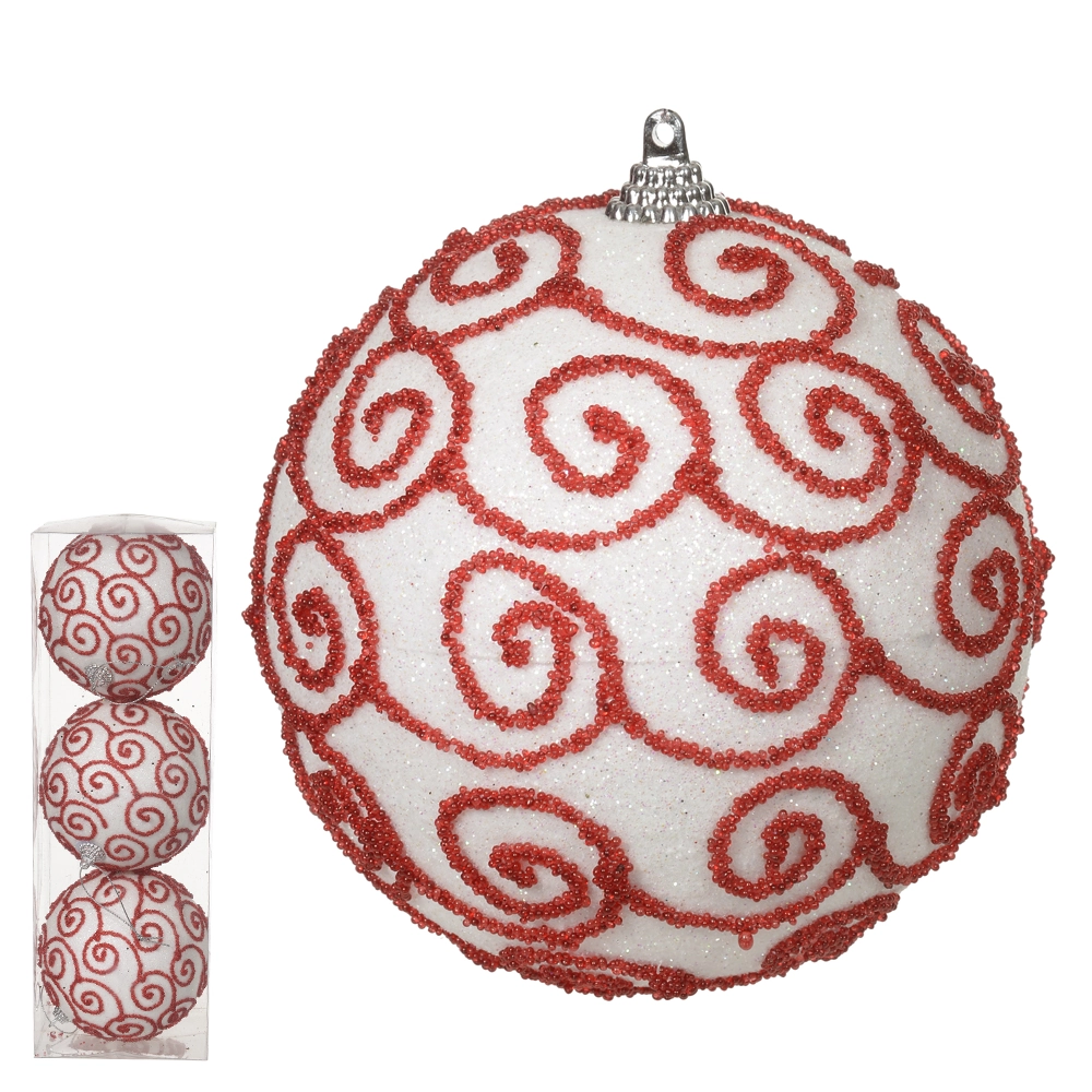 Bola Natal Glitter Bco Vm 10cm 3un 47118002 Dea