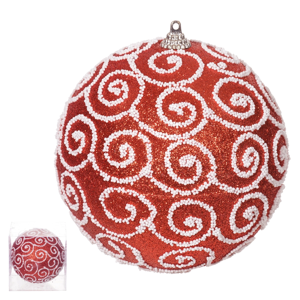 Bola Natal Glitte Vermelho Branco 12cm 47121001 Dea