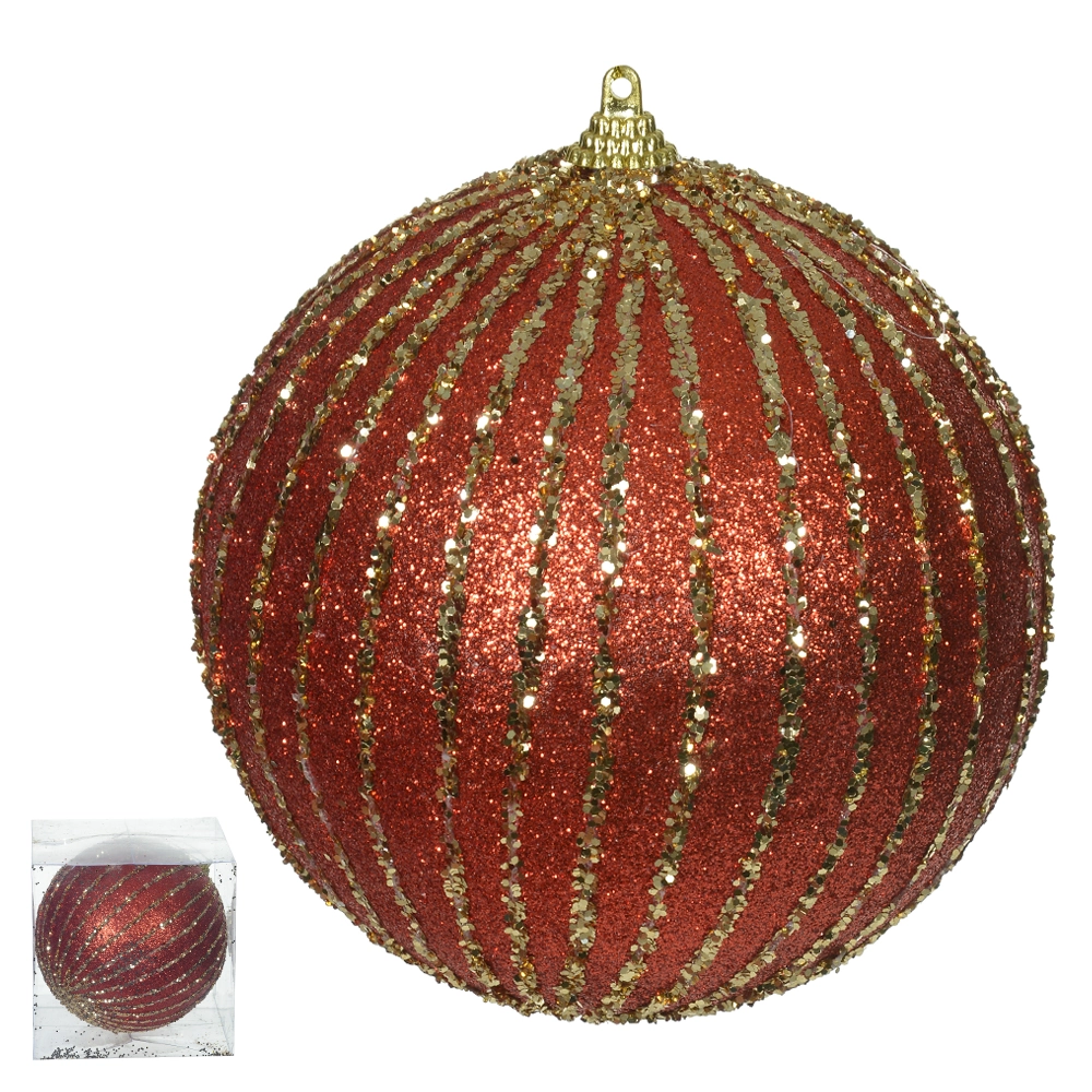 Bola Natal Glitter Vermelho Dourado 12cm 1un 47131001 Dea