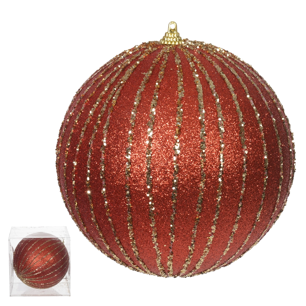 Bola Natal Glitter Vermelho Dourado 15cm 1un 47132001 Dea