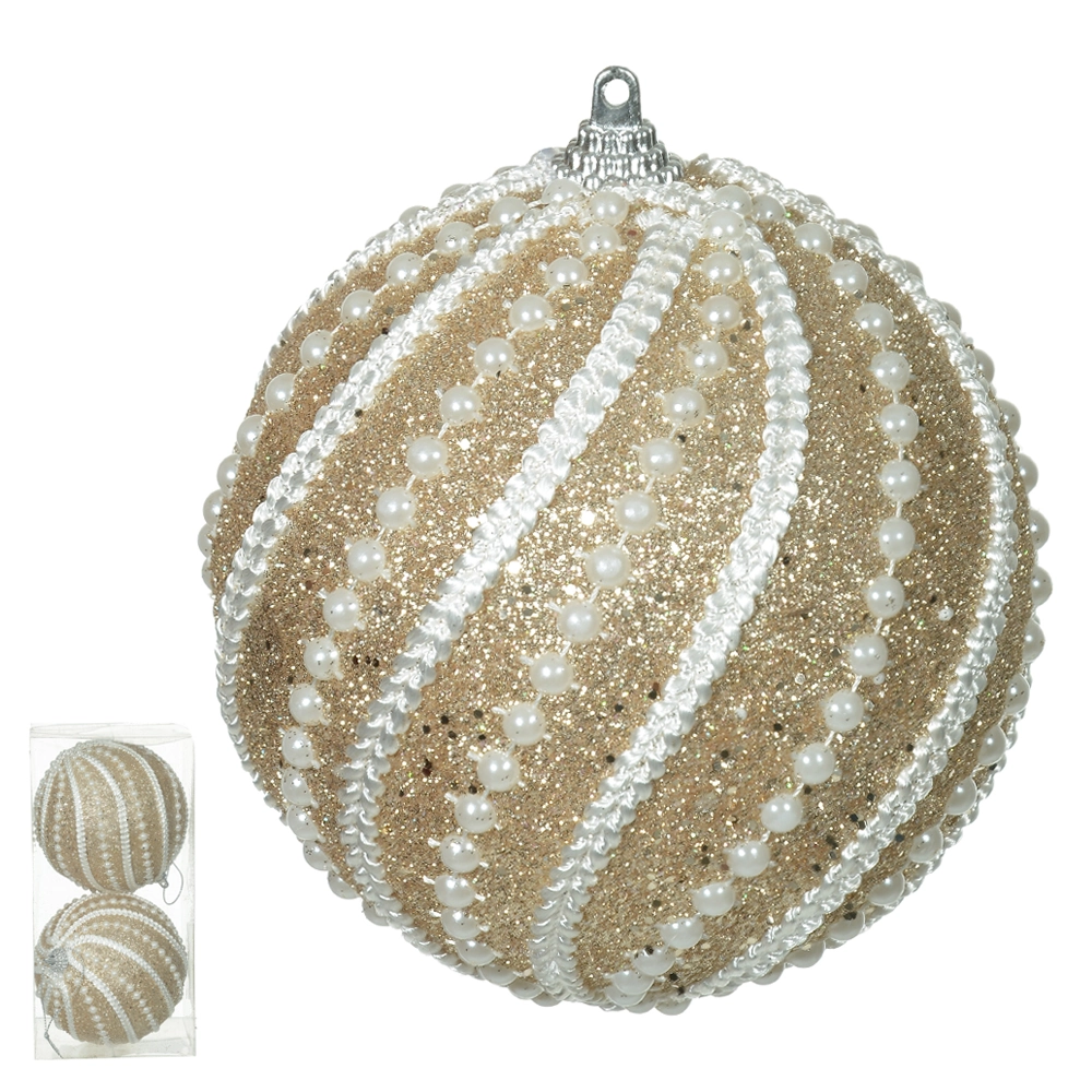 Bola Natal Glitter Champanhe 10cm 2un 47138001 Dea