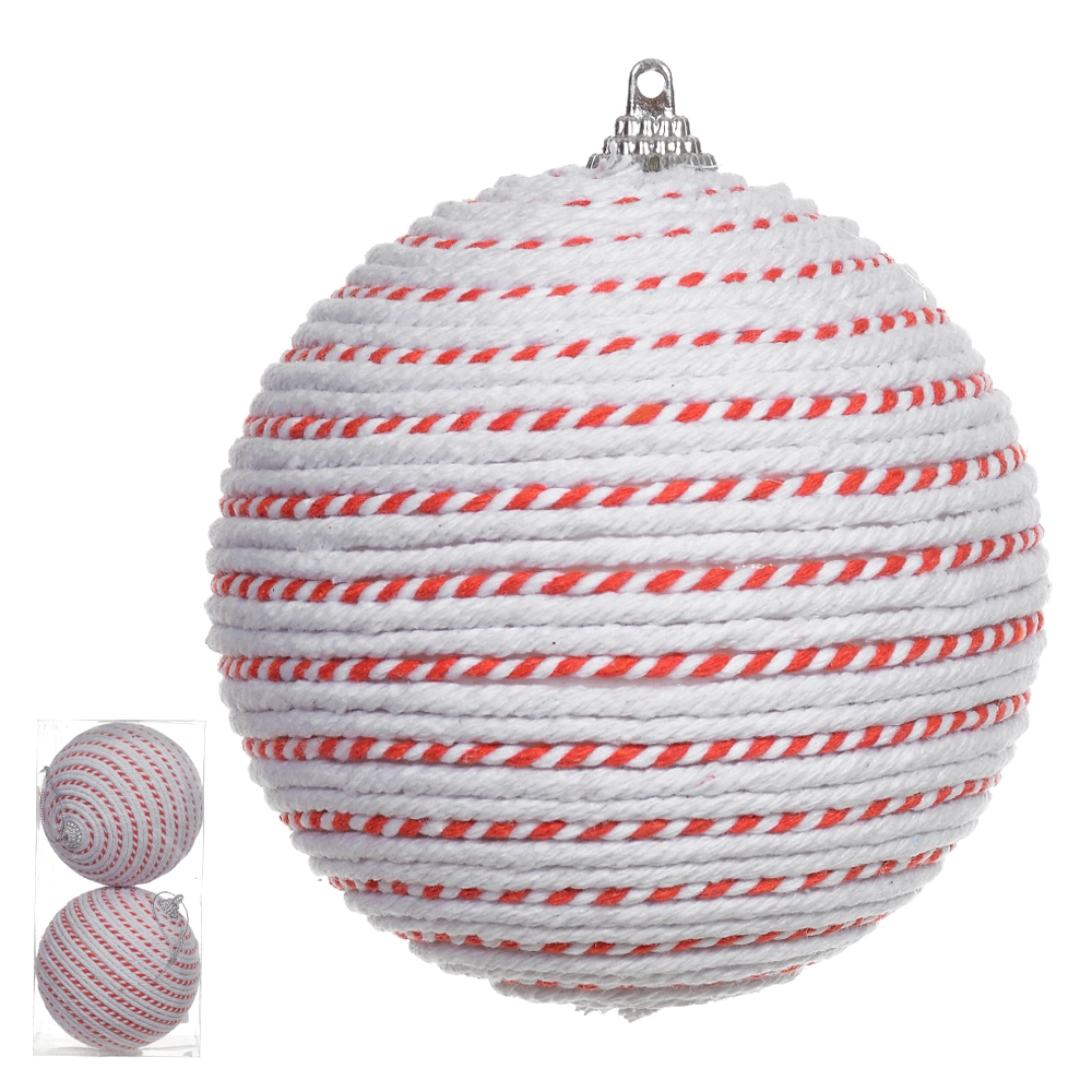 Bola Natal Branco Vermelho 10cm 2un 47158001 Dea