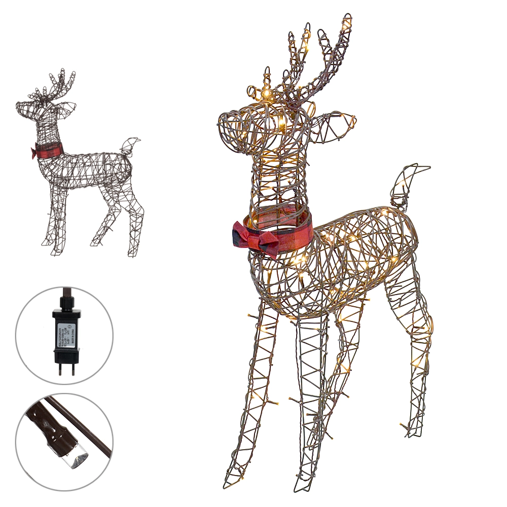 Enfeite Luz Natal Rena 50 Led Marrom Bivolt 87cm 47208001 Dea