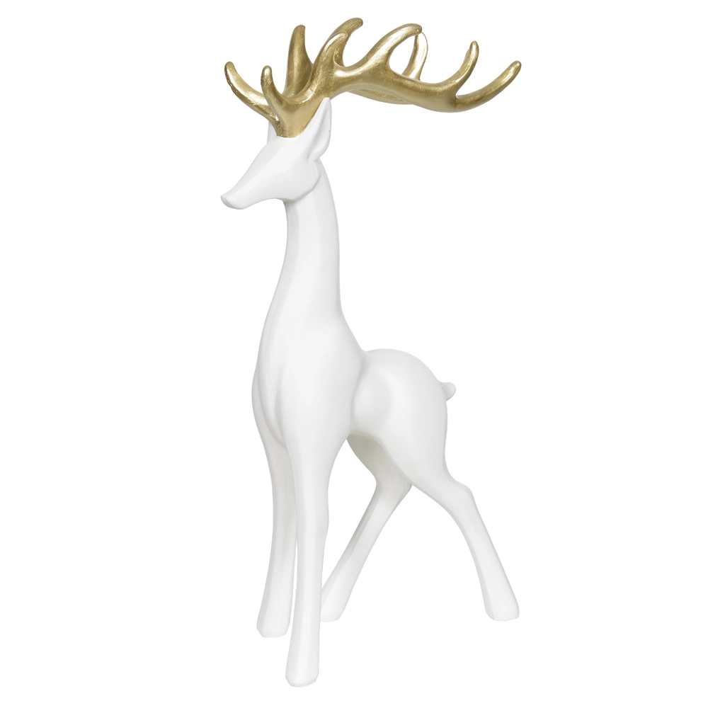Enfeite Natal Resina Rena Branco Dourado 42.5cm 47253001 Dea
