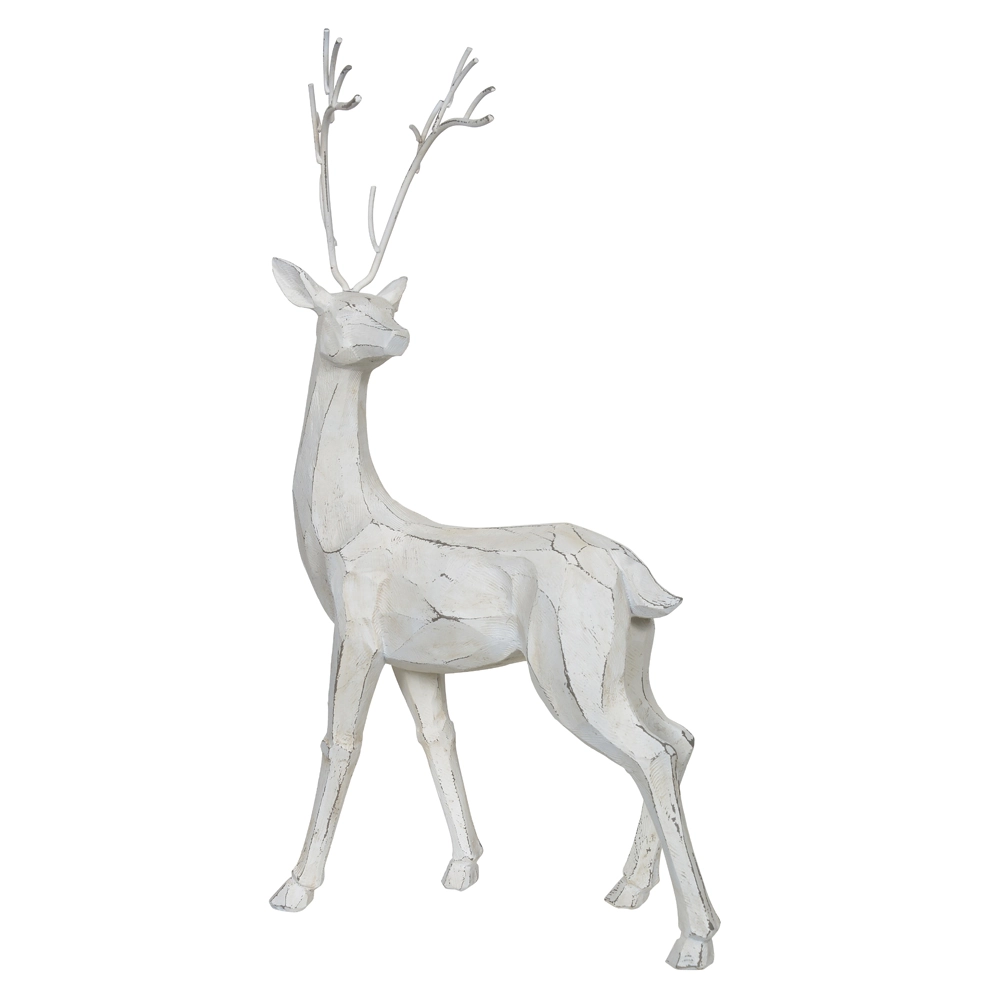 Enfeite Natal Resina Rena Rustica Branca 50cm 47256001 Dea