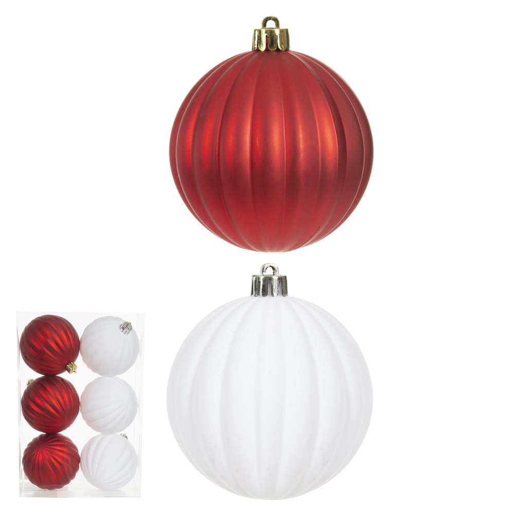 Bola Natal Vermelho Branco 8cm 6un 47435001 Dea