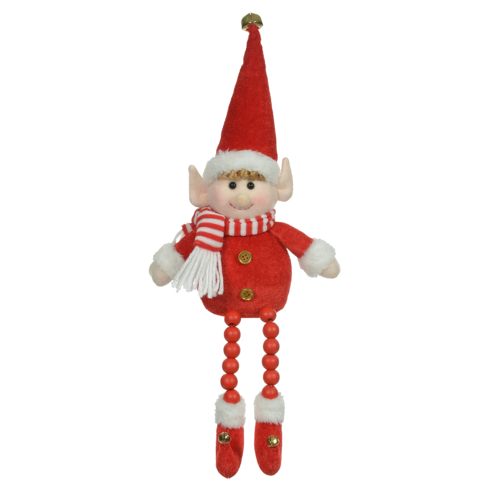 Boneco Natal Elfo Sentado Vermelho Branco 35.5cm 47559001 Dea