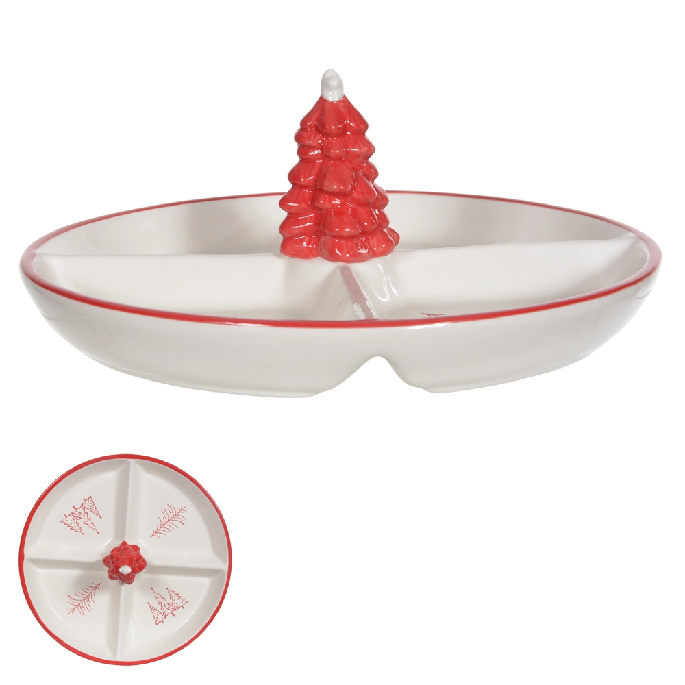 Petisqueira Natal Branca Vermelha 28x28x11.5cm 47604001 Dea