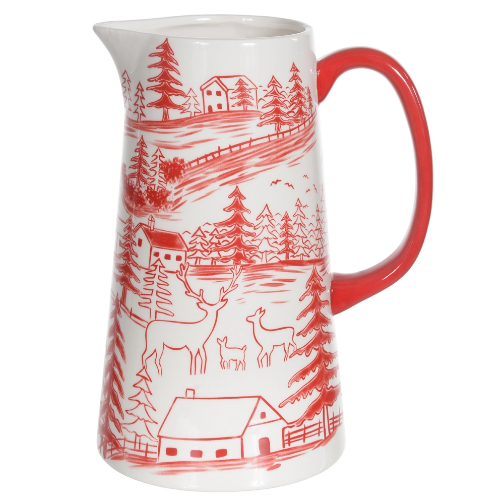 Jarra Natal Branca Vermelha 18.5x14x24cm 47612001 Dea