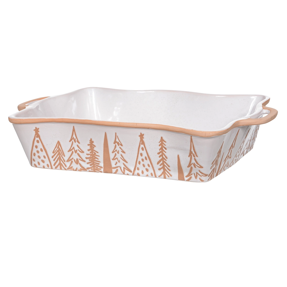 Travessa Natal Retangular Branco Bege 39x25.2x8cm 47615001 Dea