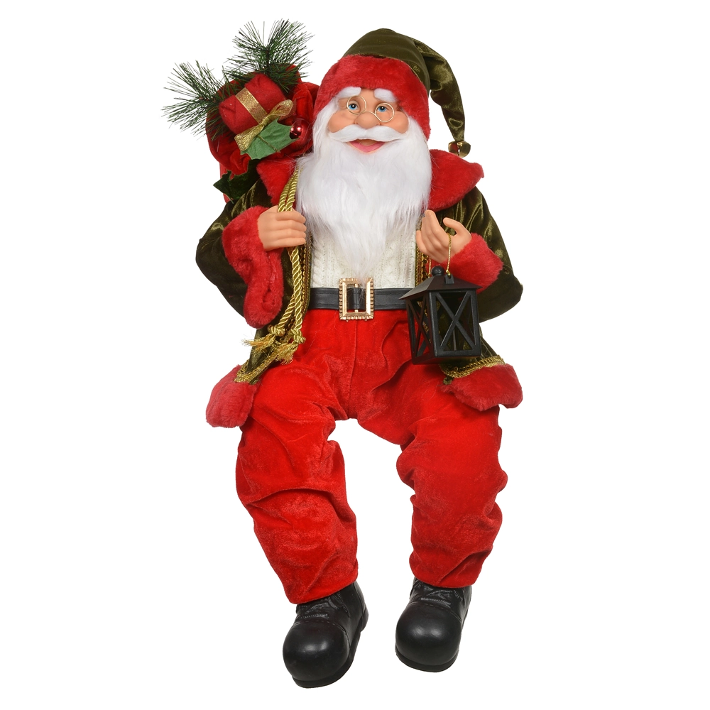 Papai Noel Natal Sentado Vermelho Verde 60cm 47641001 Dea