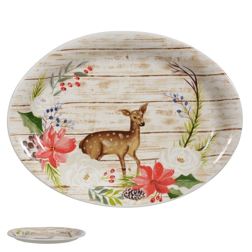 Travessa Natal Oval Colorida 38x28.5x3.5cm 47618001 Dea