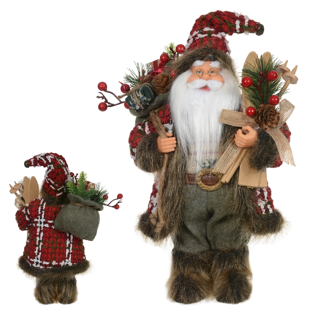 Papai Noel Natal Em Pe Vermelho Verde 30cm 47633001 Dea