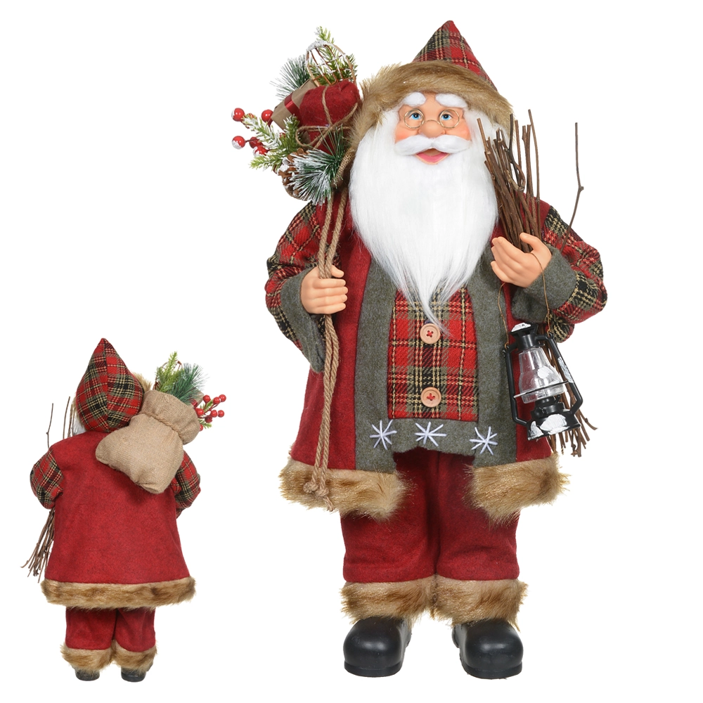 Papai Noel Natal Em Pe Vermelho Verde 60cm 47634001 Dea