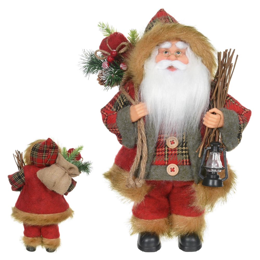 Papai Noel Natal Em Pe Vermelho Verde 30cm 47637001 Dea