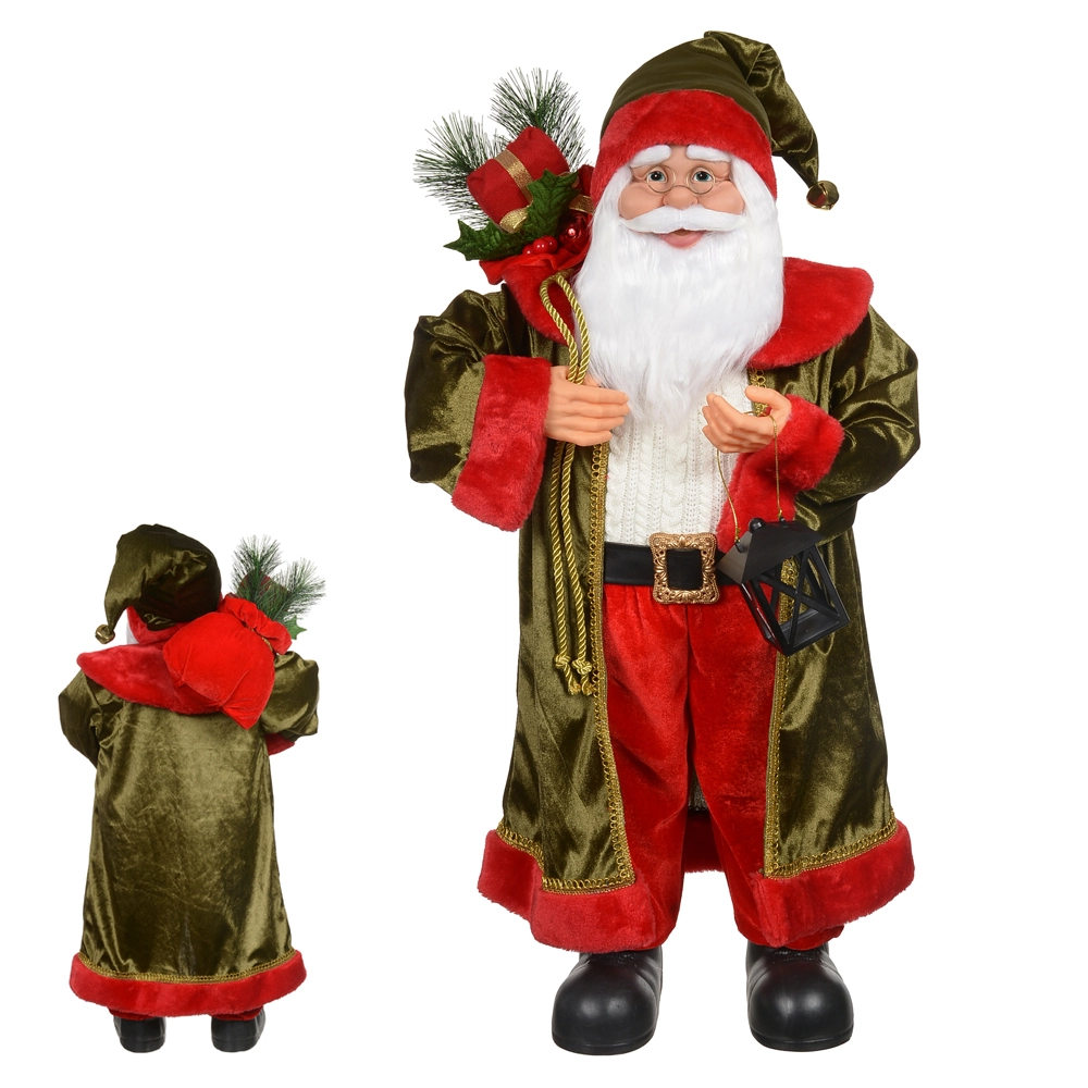 Papai Noel Natal Em Pe Vermelho Verde 80cm 47639001 Dea
