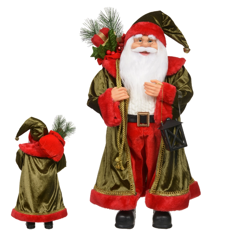 Papai Noel Natal Em Pe Vermelho Verde 60cm 47640001 Dea