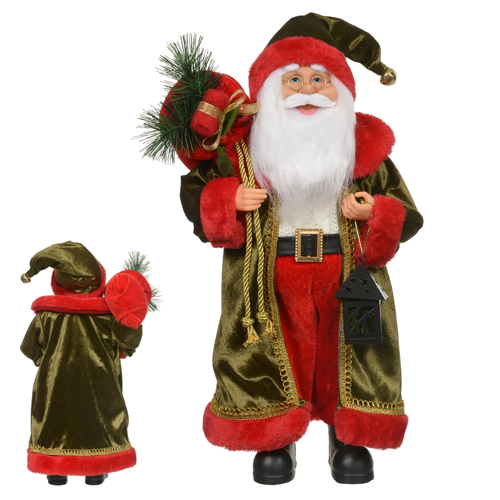 Papai Noel Natal Em Pe Vermelho Verde 45cm 47643001 Dea