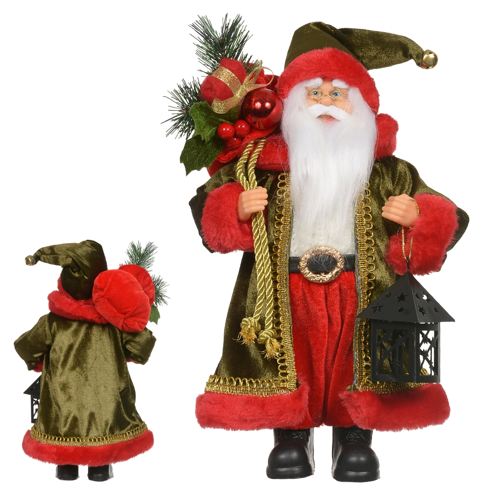 Papai Noel Natal Em Pe Vermelho Verde 30cm 47647001 Dea