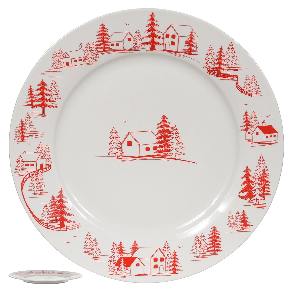 Prato Raso Natal Branco Vermelho 26.7cm 47686001 Dea